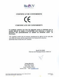 Certificat de conformite BIO-UV