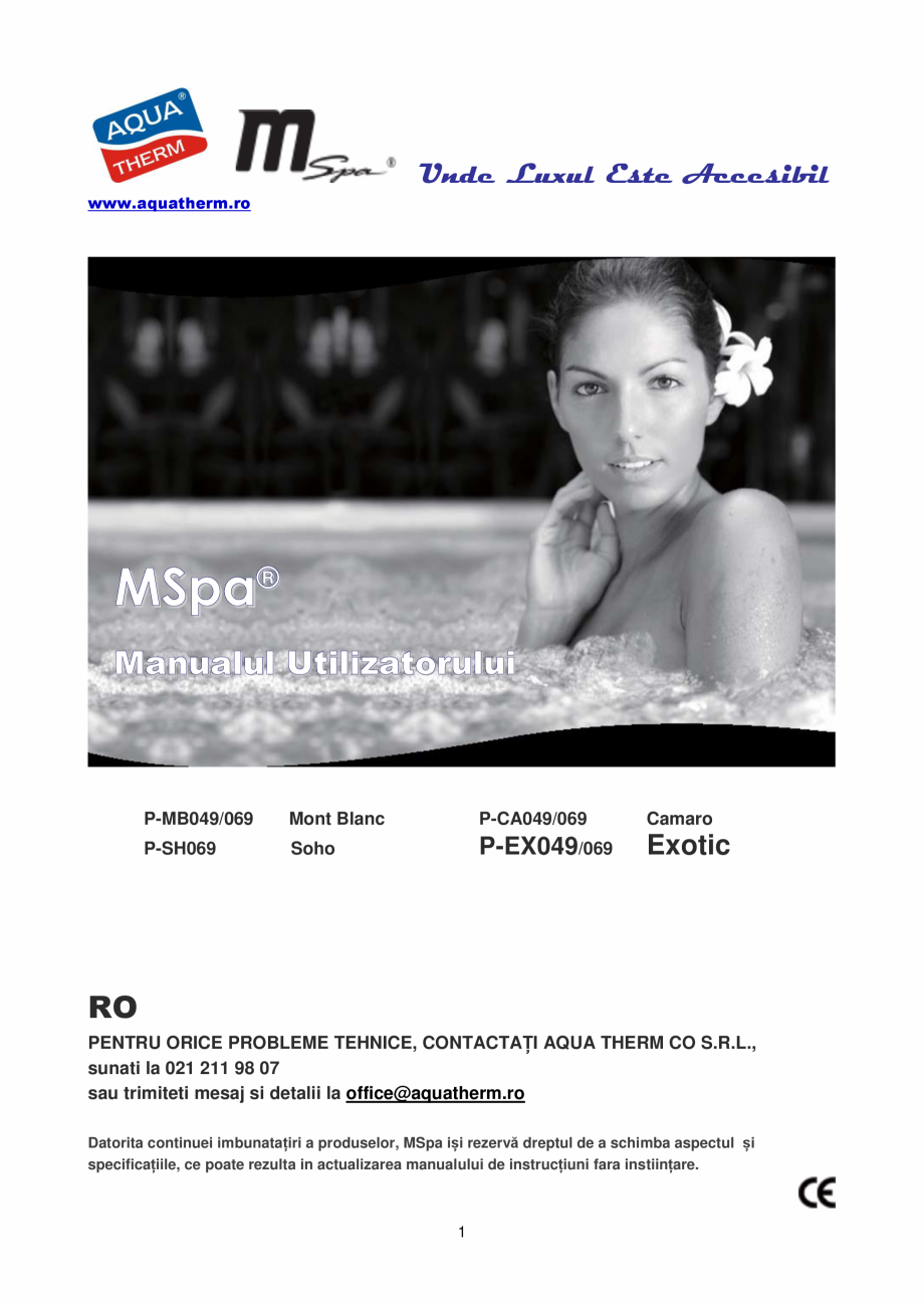Pagina 1-Manualul utilizatorului - Spa-uri gonflabile AQUA THERM PREMIUM EXOTIC P-EX049 Instructiuni montaj, ...