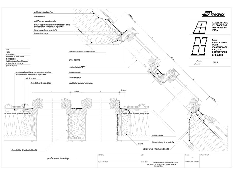 Pagina 1-CAD-DWG Ansamblu in bloc B2/2 de ferestre cu racord KZV FAKRO Detaliu de produs 