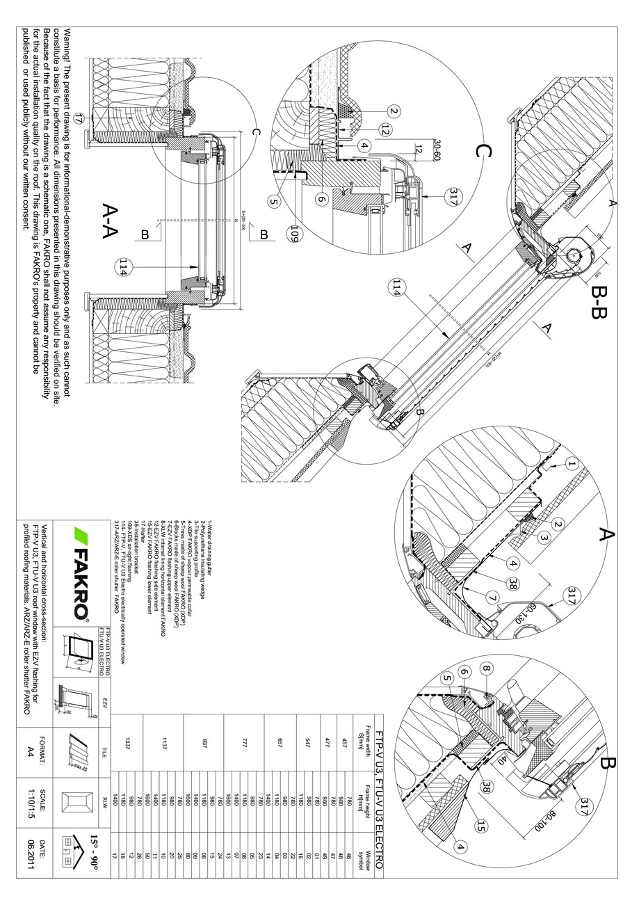 Pagina 1-CAD-PDF Fereastra de mansarda cu articulare mediana, electrica FAKRO Detaliu de produs 