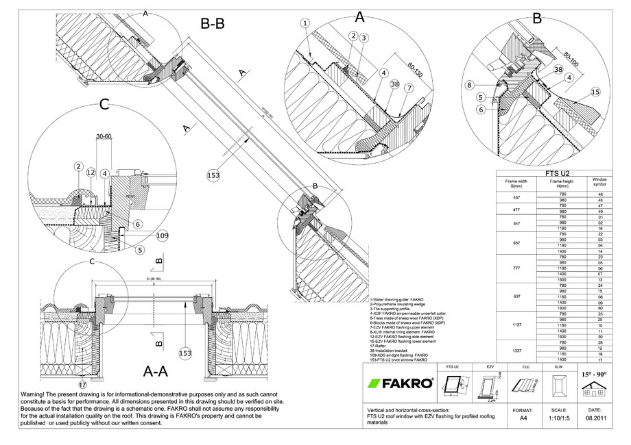 Pagina 1-CAD-PDF Fereastra de mansarda standard cu articulare mediana FAKRO Detaliu de produs 