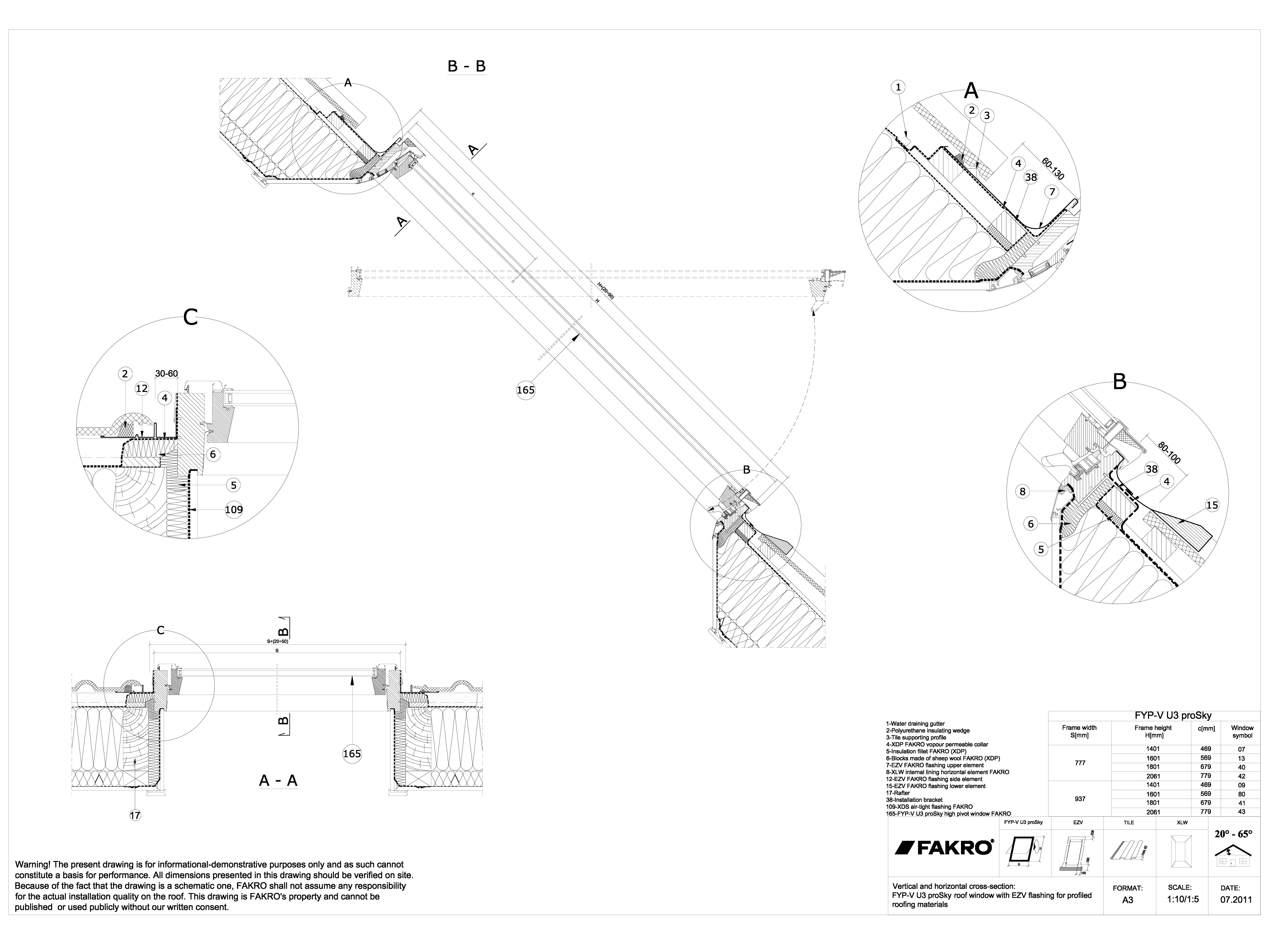 Pagina 1 - CAD-DWG Ferestre cu articulare supramediana cu racord EZV FAKRO Detaliu de produs 