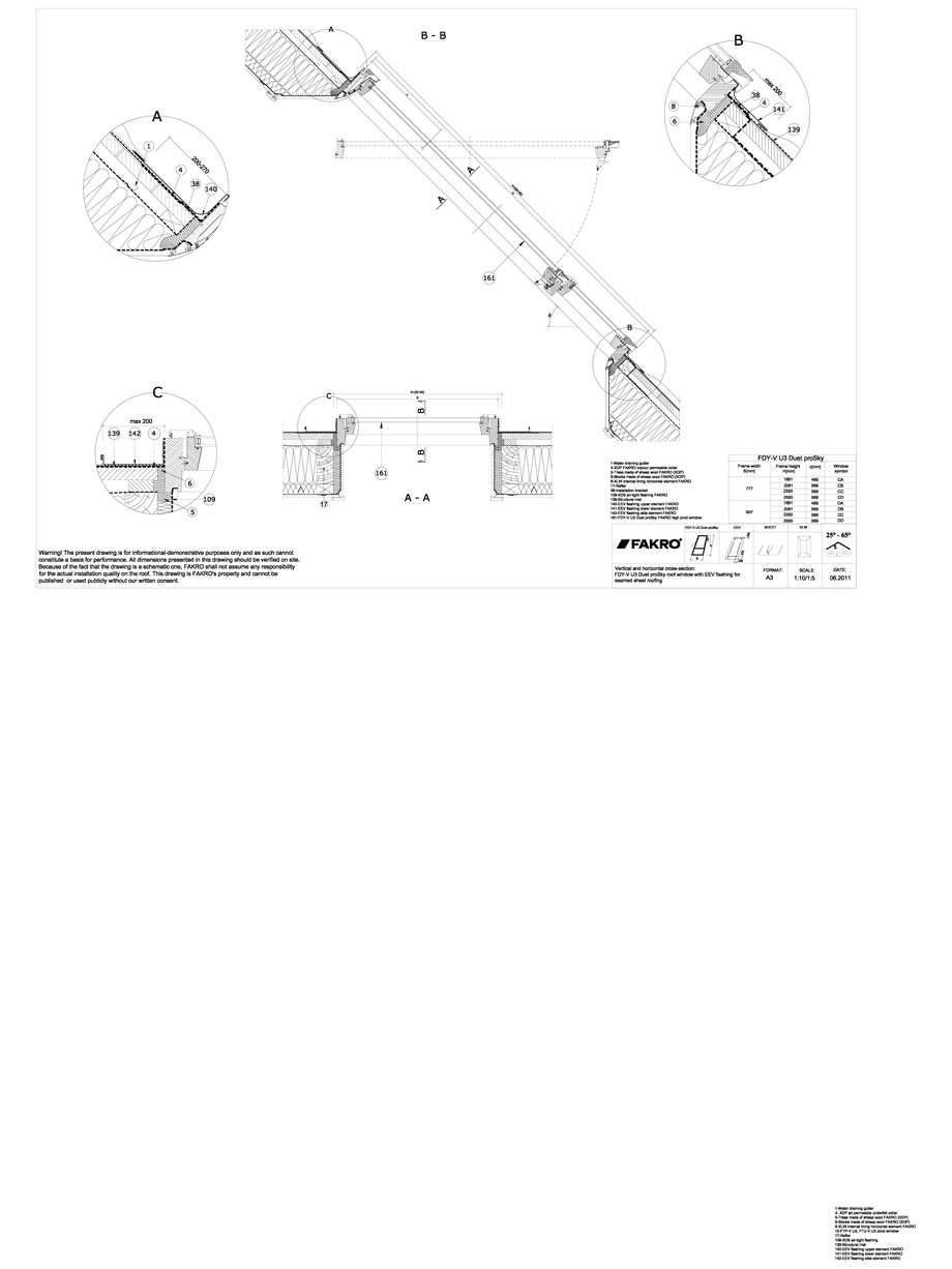 Pagina 1-CAD-DWG Ferestre cu articulare supramediana cu racord EEV FAKRO Detaliu de produs 
