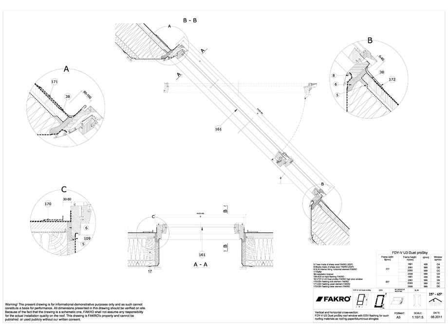 Pagina 1-CAD-DWG Ferestre cu articulare supramediana cu racord ESV FAKRO Detaliu de produs 