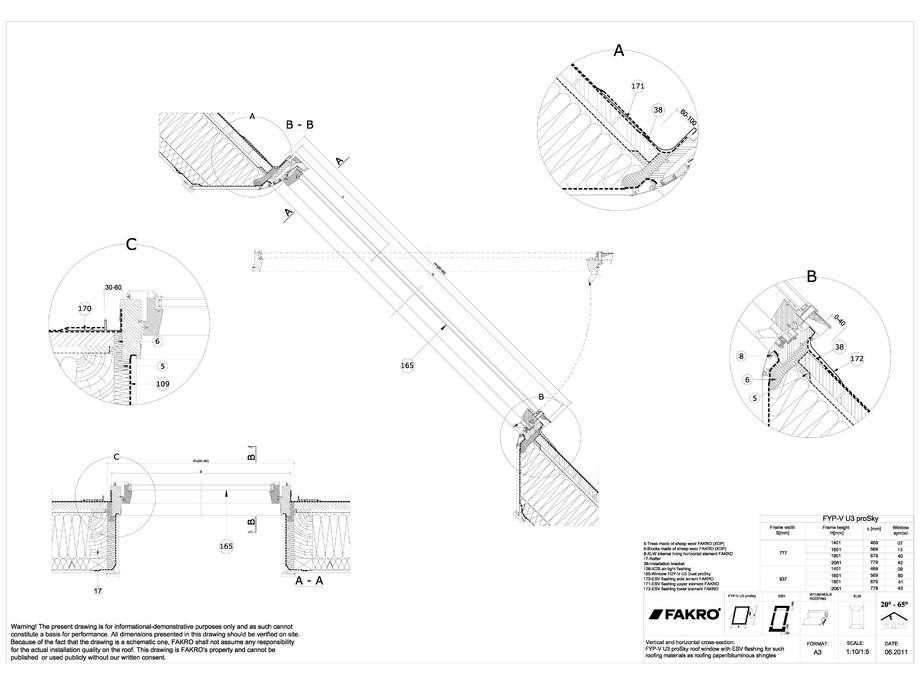 Pagina 1-CAD-DWG Ferestre cu articulare supramediana cu racord ESV FAKRO Detaliu de produs 