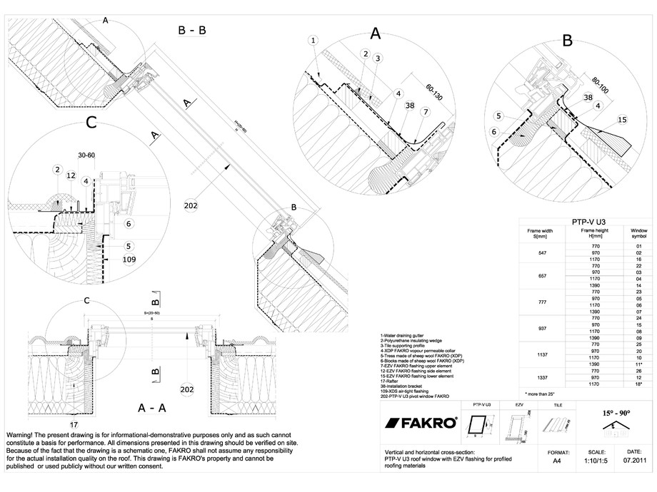 Pagina 1-CAD-DWG Ferestre de mansarda din PVC cu racord EZV FAKRO Detaliu de produs 