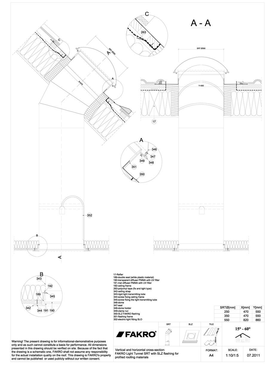 Pagina 1-CAD-DWG Tunelul de lumina cu tub rigid cu racord SLZ FAKRO Detaliu de produs 