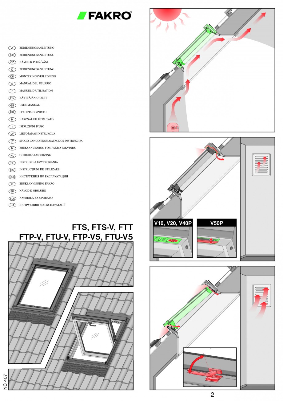 Pagina 1-Ferestre de mansarda cu articulare mediana
 FAKRO Instructiuni montaj, utilizare Romana, Engleza,...