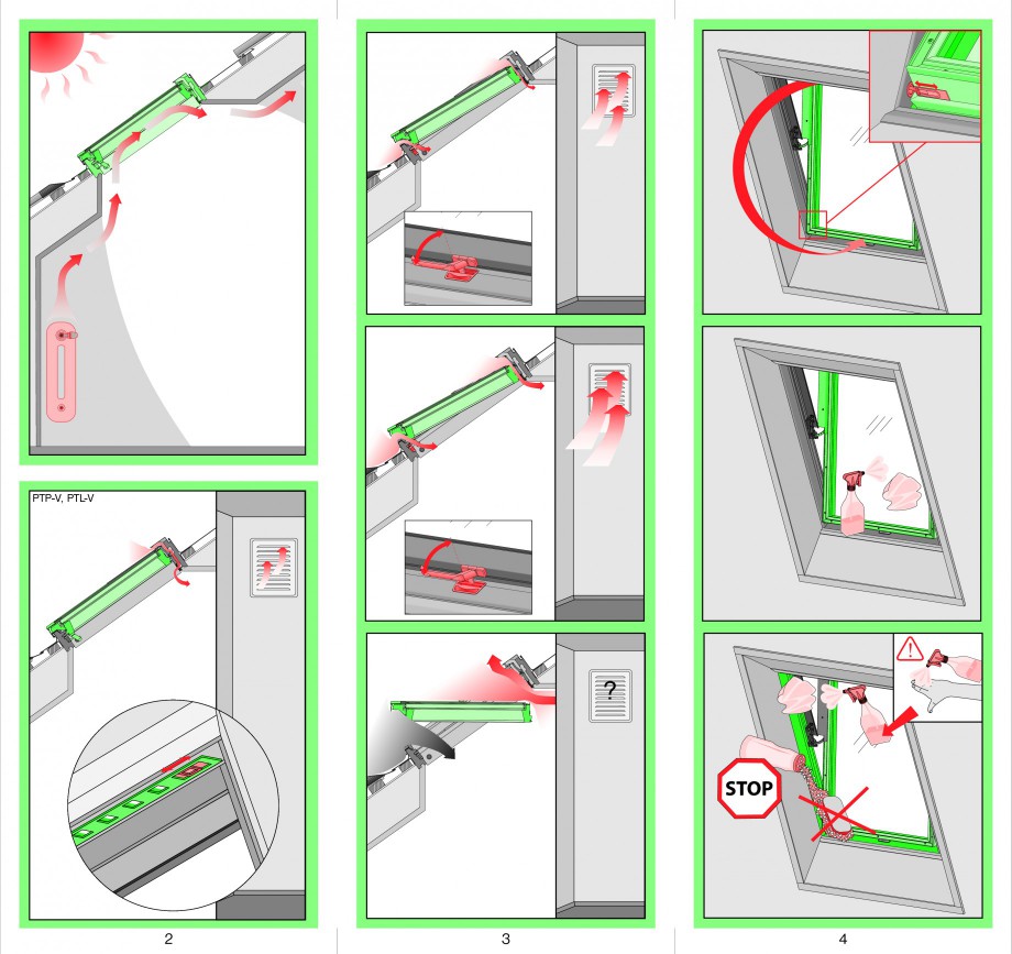Pagina 2-Ferestre de mansarda cu articulare mediana FAKRO PTP-V Instructiuni montaj, utilizare Romana,...