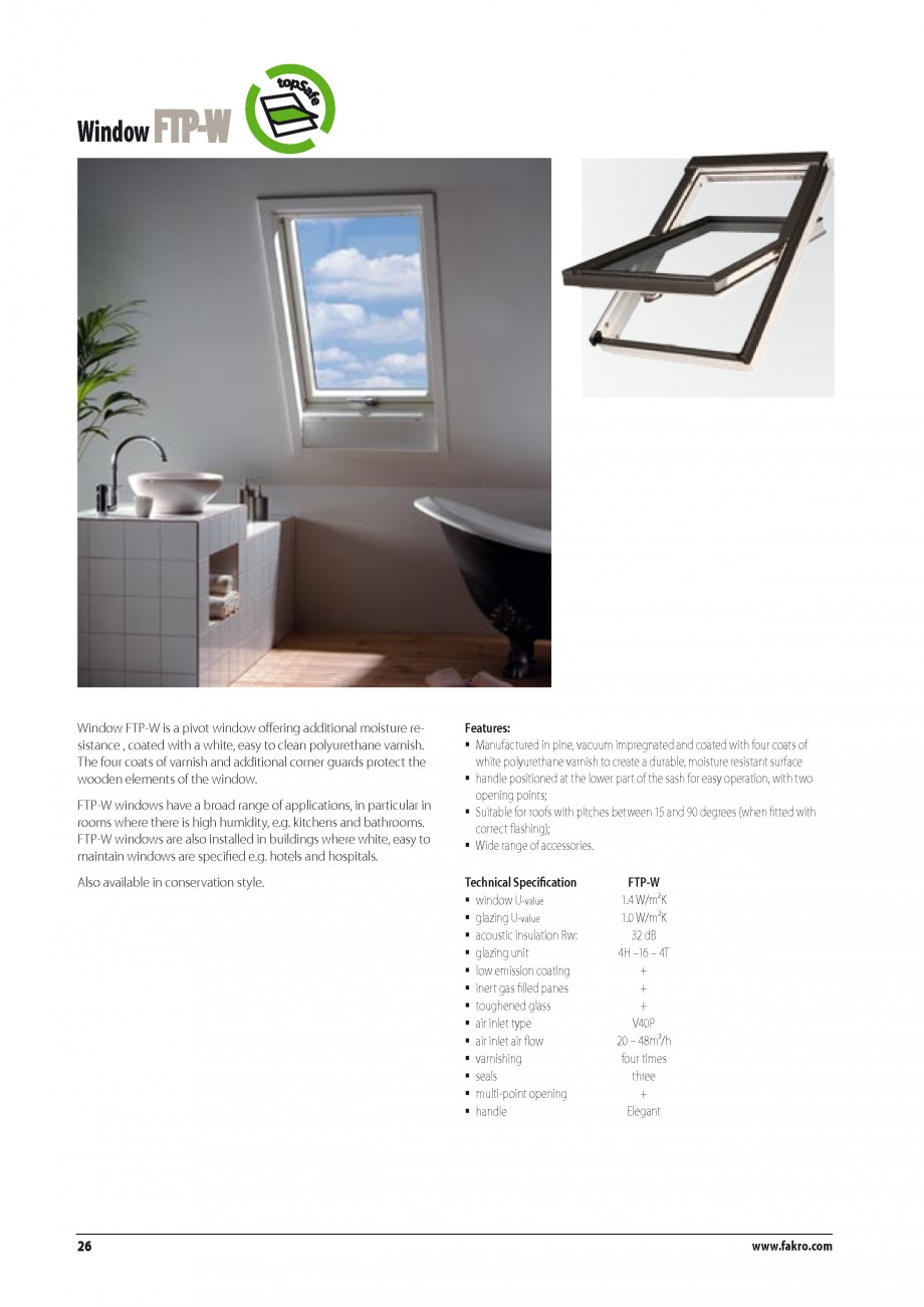 Pagina 19-Ferestre de mansarda FAKRO BDR/ BDL, FGH-V Galeria, FTU-V Z-WAVE, FTP-V Z-WAVE, FTP-V R1, FTP-V P2, ...