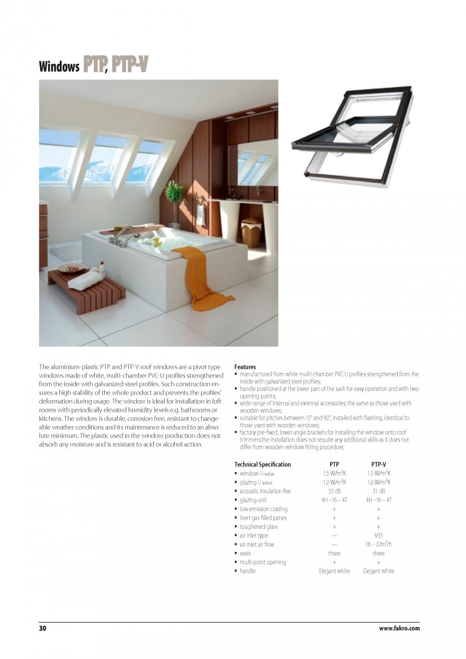 Pagina 23-Ferestre de mansarda FAKRO BDR/ BDL, FGH-V Galeria, FTU-V Z-WAVE, FTP-V Z-WAVE, FTP-V R1, FTP-V P2, ...