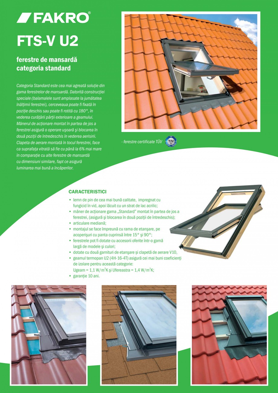 Pagina 1-Ferestre de mansarda standard FAKRO FTS-V U2 Fisa tehnica Romana FTS-V U2
ferestre de mansardă...