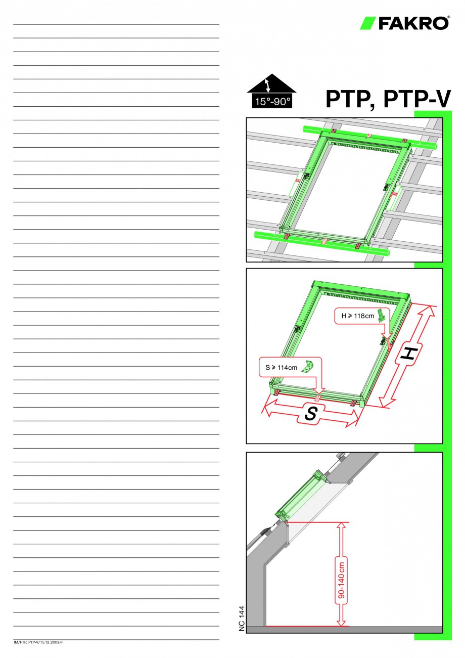 Pagina 1-Ferestre de mansarda cu articulare mediana FAKRO PTP-V Instructiuni montaj, utilizare PTP, PTP-V
...