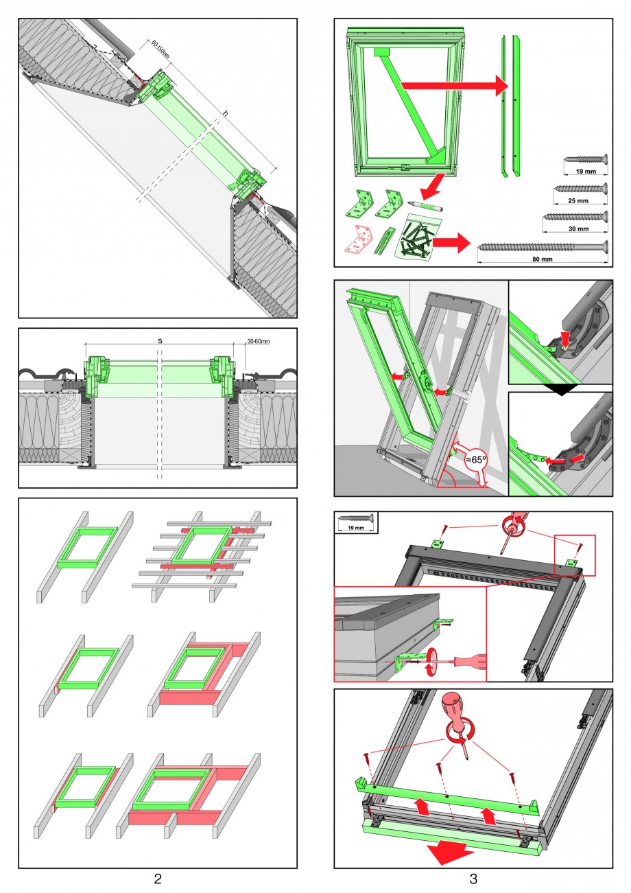 Pagina 2-Ferestre de mansarda cu articulare mediana FAKRO PTP-V Instructiuni montaj, utilizare 