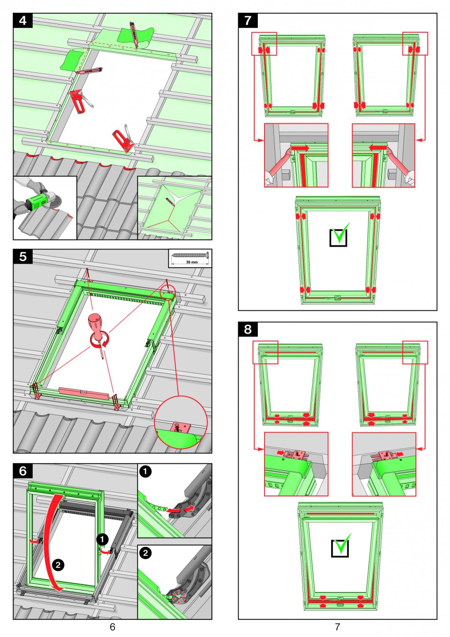 Pagina 4-Ferestre de mansarda cu articulare mediana FAKRO PTP-V Instructiuni montaj, utilizare 