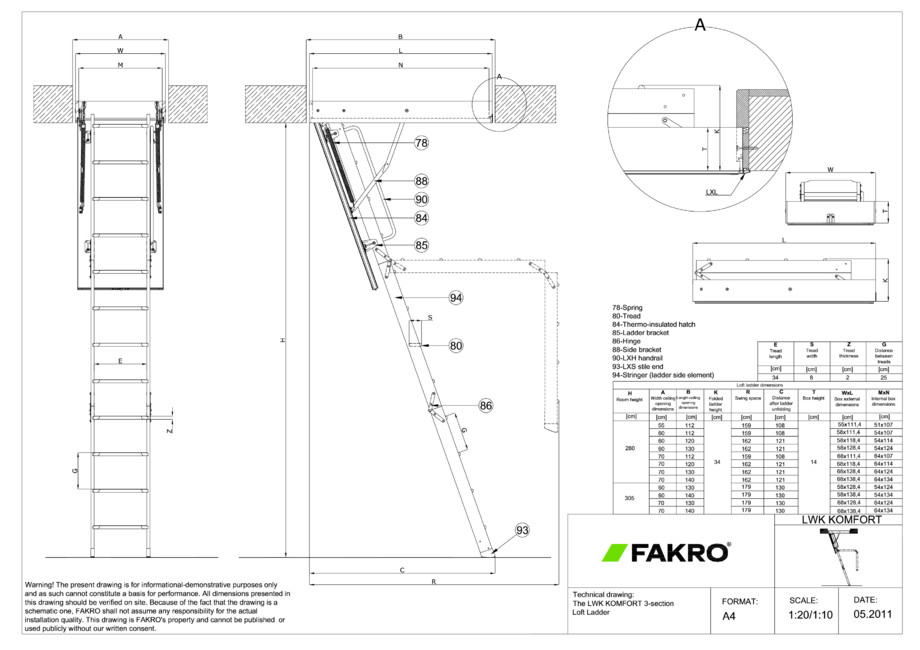 Pagina 1-CAD-PDF Scara modulara din lemn cu 3 module FAKRO Detaliu de produs LWK Komfort 