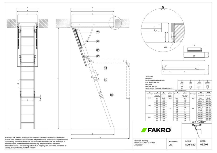 Pagina 1-CAD-PDF Scara modulara din lemn cu 3 module  FAKRO Detaliu de produs LWS Smart 