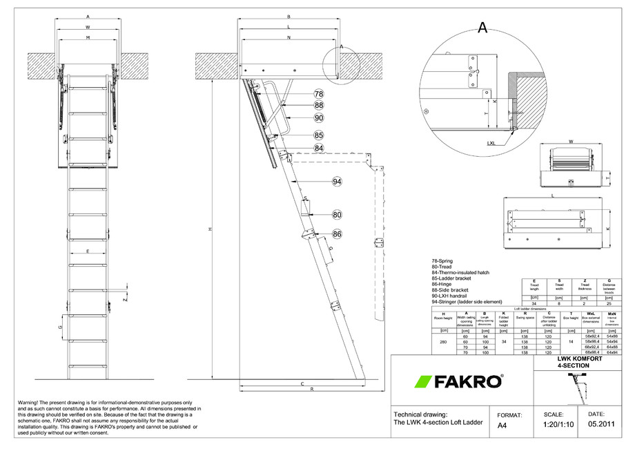 Pagina 1-CAD-PDF Scara modulara din lemn cu 4 module FAKRO Detaliu de produs LWK Komfort 