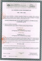 Certificat de conformitate pentru ferestre de evacuare a fumului - EN 12101-2 : 2003
 FAKRO