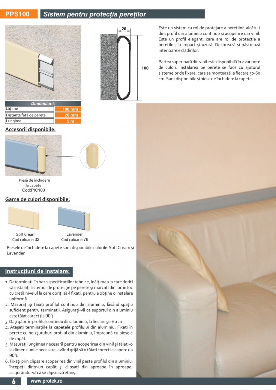 Pagina 3-Sistem pentru protectia peretilor (100 mm) PROTEK PPS100/ PPS150 Fisa tehnica Engleza rudat care...