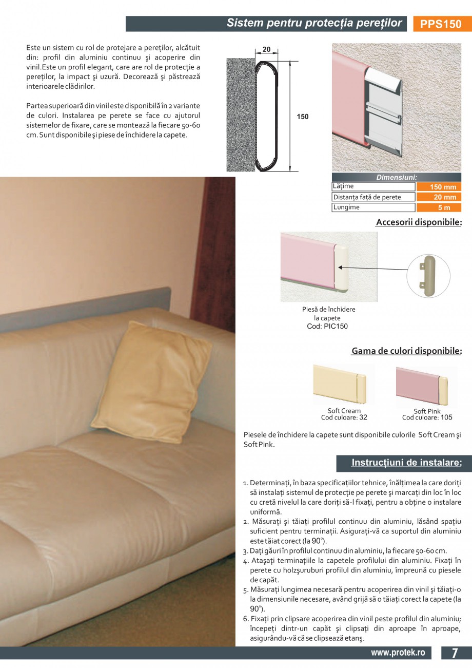 Pagina 3-Sistem pentru protectia peretilor (150 mm) PROTEK PPS100/ PPS150 Fisa tehnica Engleza rudat care...