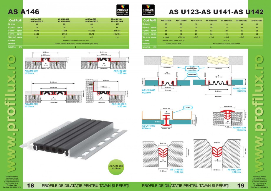 Pagina 10-Profile pentru rosturi de dilatatie PROLUX MLB100, GOA603, GOA803, SCG002, MSA100, MSA125 Catalog,...