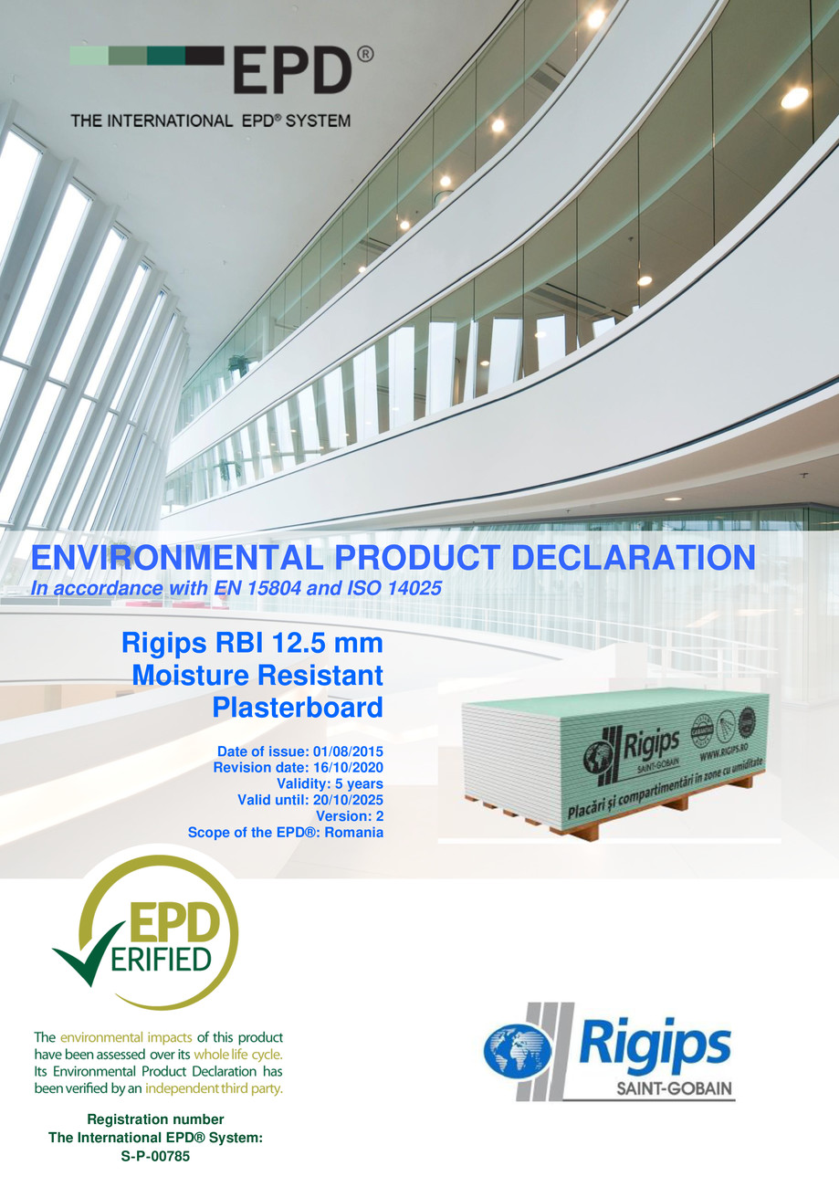 Pagina 1-Placa din gips-carton Rigips® RBI tip H2 12.5 mm 