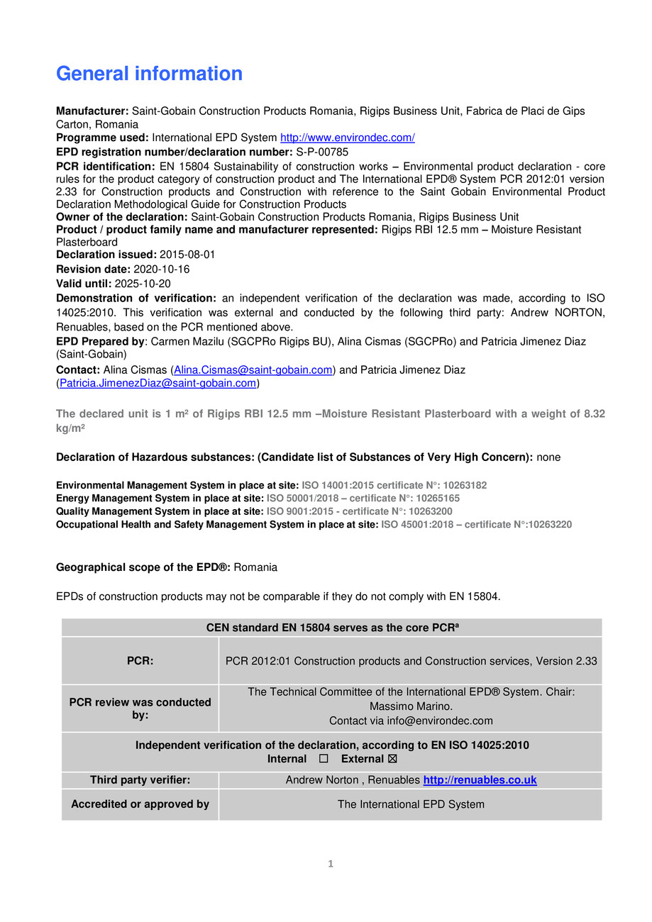 Pagina 2-Placa din gips-carton Rigips® RBI tip H2 12.5 mm 