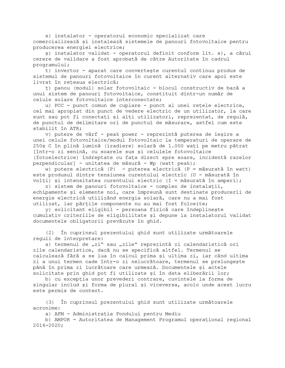 Pagina 6-Ghid de finanţare a Programului  privind instalarea sistemelor de panouri fotovoltaice  pentru...