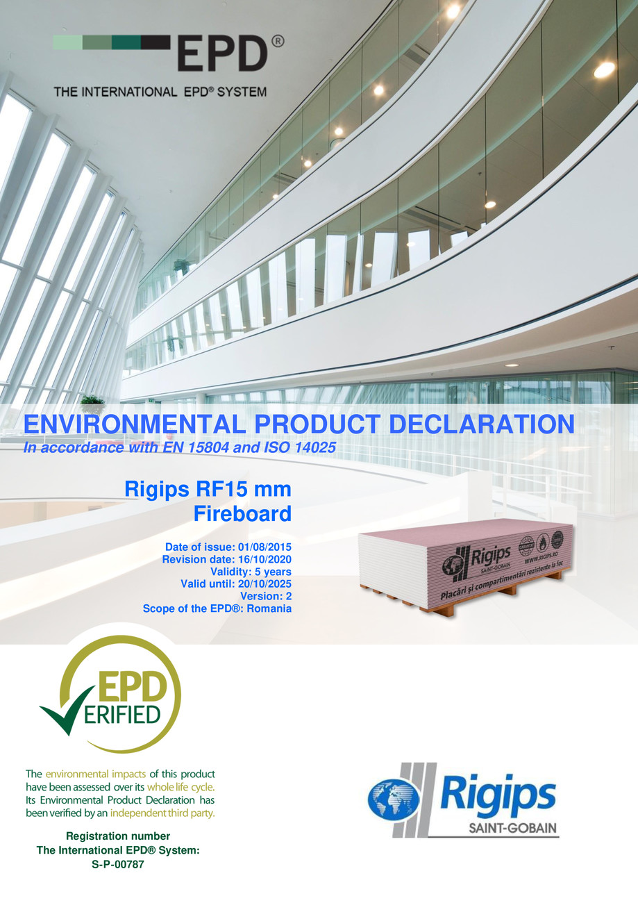 Pagina 1-Placa din gips-carton Rigips® RF tip F 15 mm 