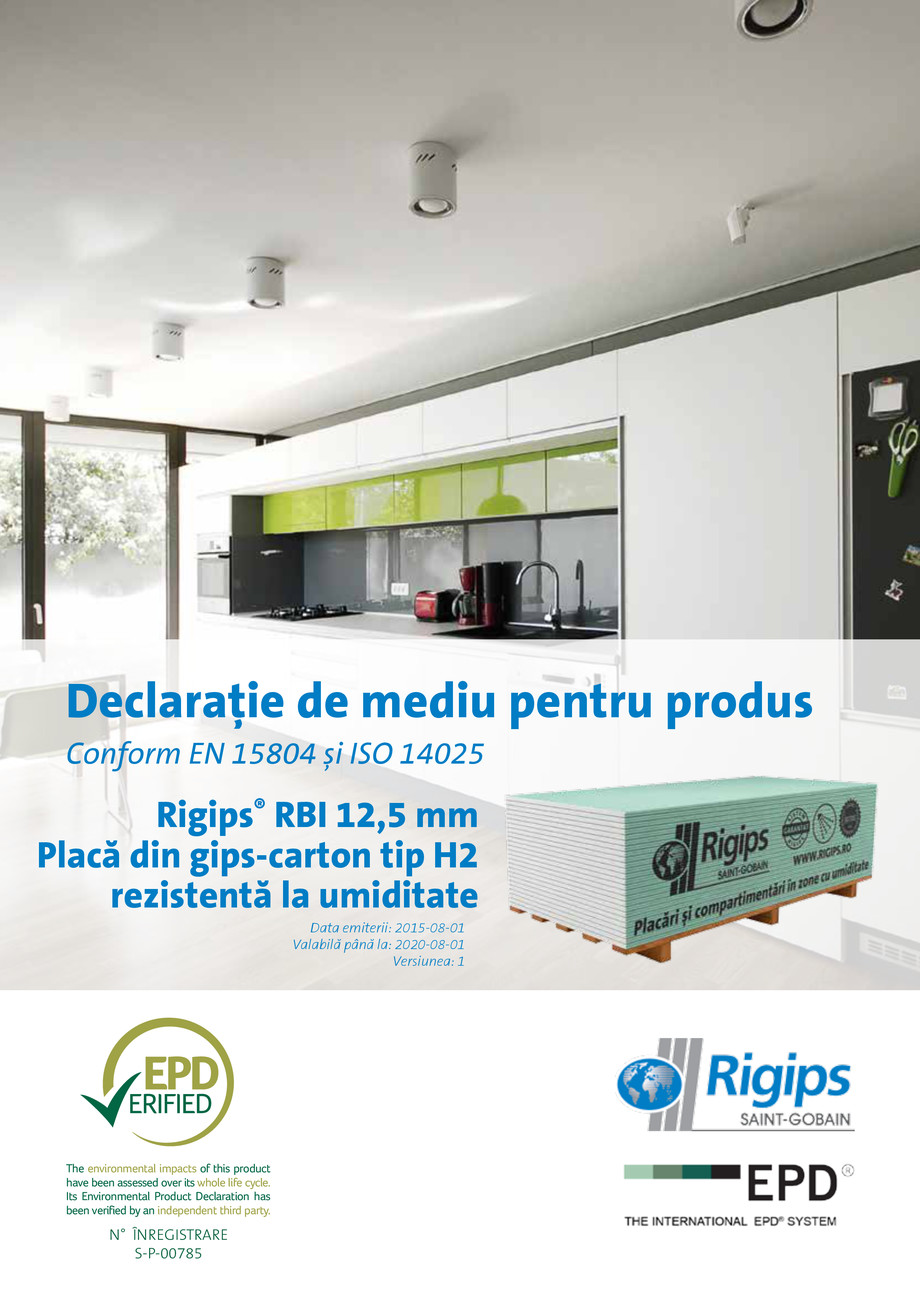 Pagina 1-Declaratie de mediu pentru Rigips RBI tip H2 12.5  