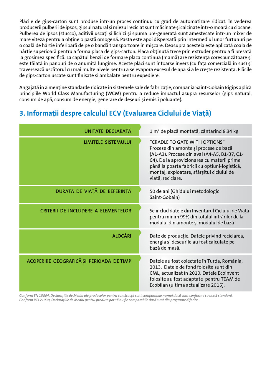 Pagina 4-Declaratie de mediu pentru Rigips RBI tip H2 12.5  