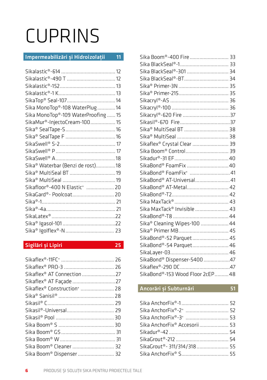 Pagina 6-Catalog Produse și soluții Sika 2018 