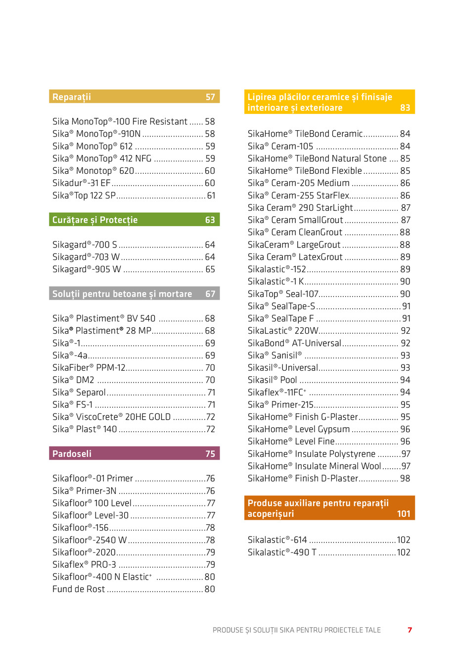 Pagina 7-Catalog Produse și soluții Sika 2018 