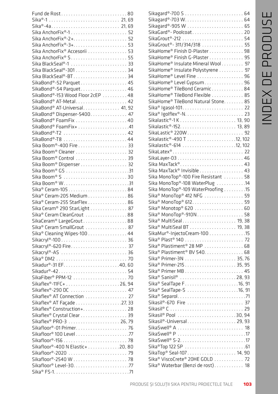 Pagina 103-Catalog Produse și soluții Sika 2018 