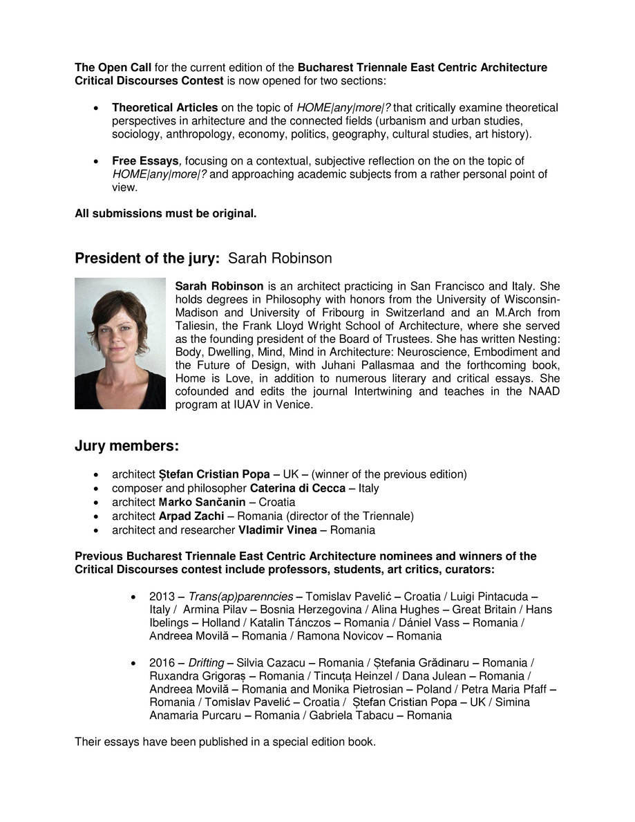 Pagina 2-Bucharest Triennale CALL CRITICAL DISCOURSES 2019 