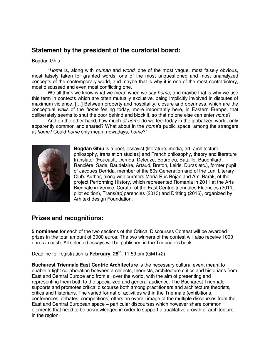 Pagina 3-Bucharest Triennale CALL CRITICAL DISCOURSES 2019 