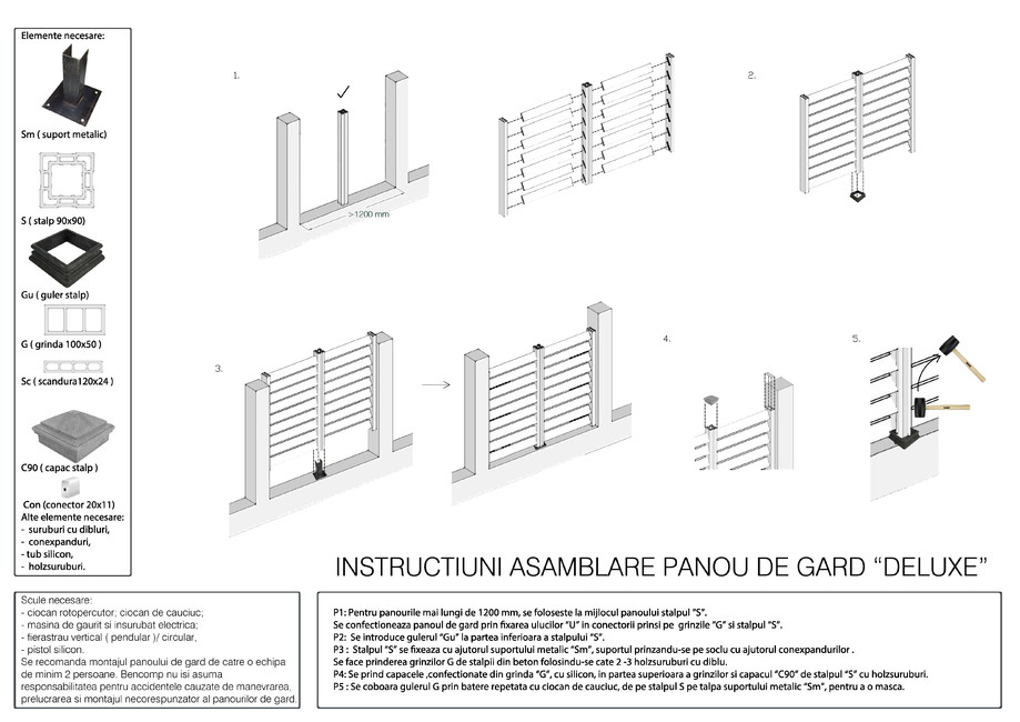 Pagina 1-Instructiuni de asamblare panou de gard Deluxe 