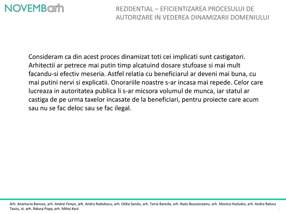 Pagina 9-Rezidential - Eficientizarea procesului de autorizare in vederea dinamizarii domeniului 
