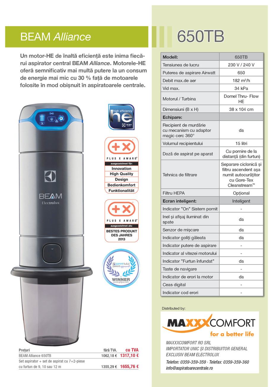 Pagina 1-Aspirator central de praf - BEAM Alliance 650TB 