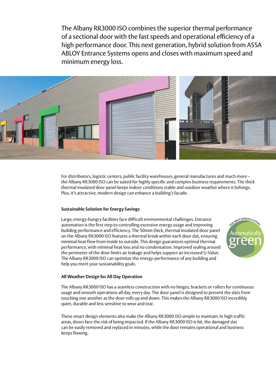 Pagina 3-Noua generatie de usi rapide - Albany RR 3000 ISO 
