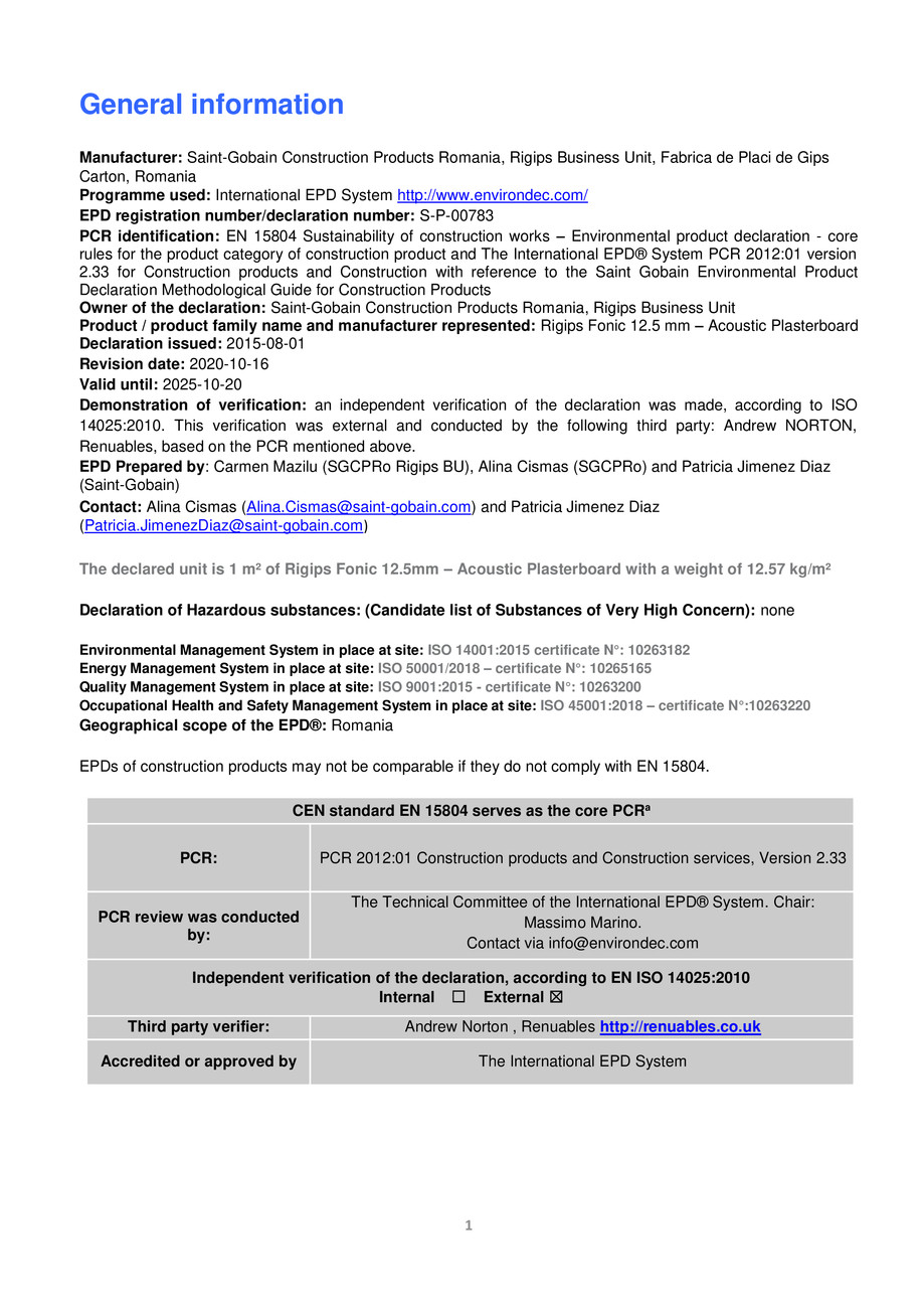 Pagina 2-Placa din gips-carton Rigips® Fonic tip D 