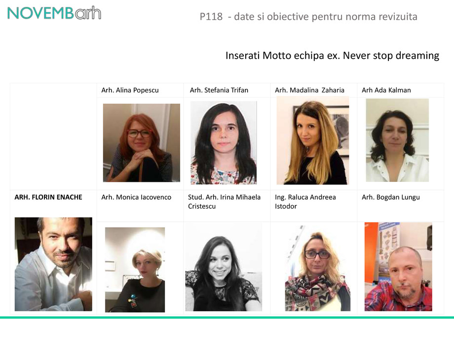 Pagina 1-P118 - date si obiective pentru norma revizuita 