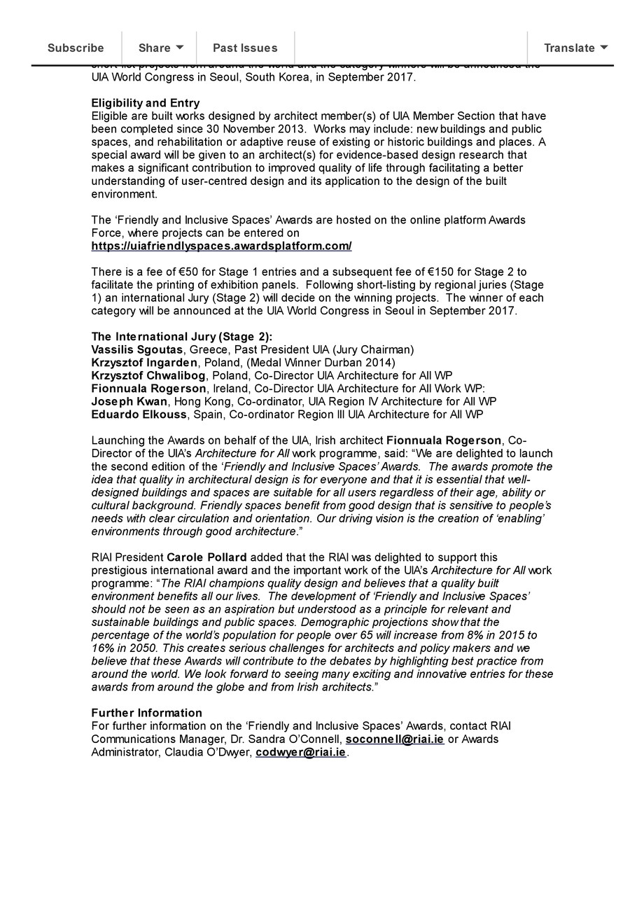 Pagina 2-UIA lanseaza "Friendly and Inclusive Spaces Awards 2017" 