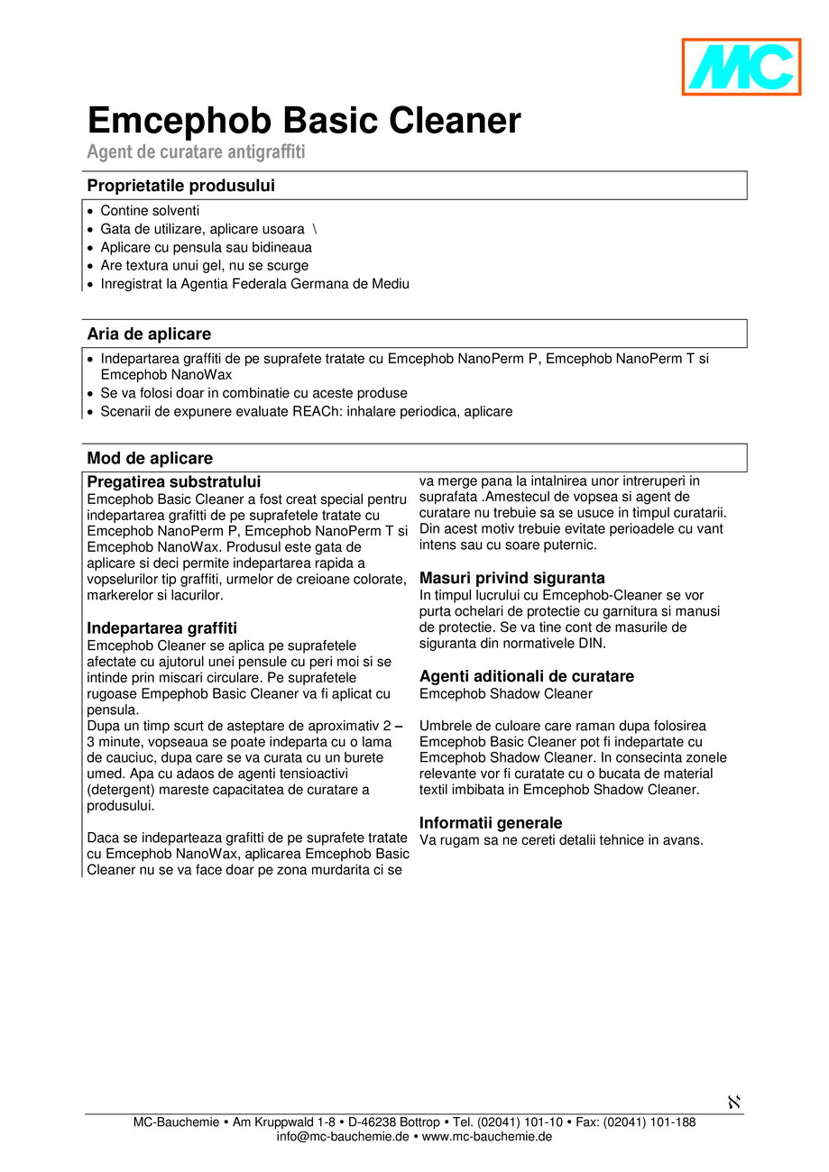 Pagina 1-Agent de curatare antigraffiti - Emcephob Basic Cleaner 
