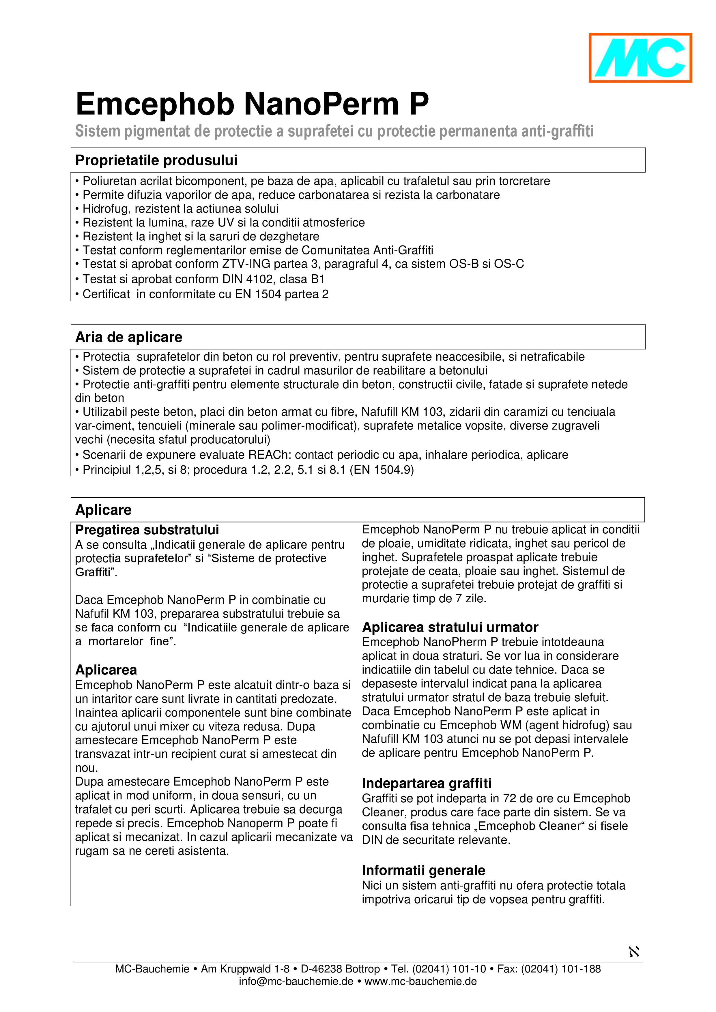 Pagina 1 - Sistem pigmentat de protectie a suprafetei cu protectie permanenta anti-graffiti -...