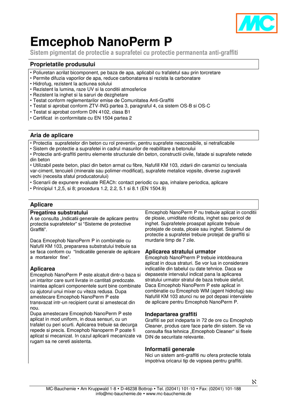 Pagina 1-Sistem pigmentat de protectie a suprafetei cu protectie permanenta anti-graffiti - Emcephob...