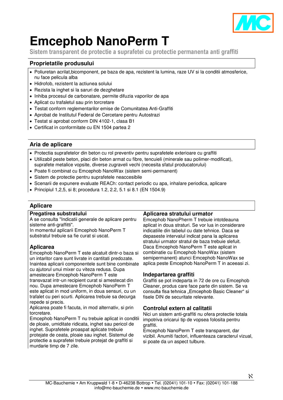 Pagina 1-Sistem transparent de protectie a suprafetei cu protectie permanenta anti graffiti - Emcephob...