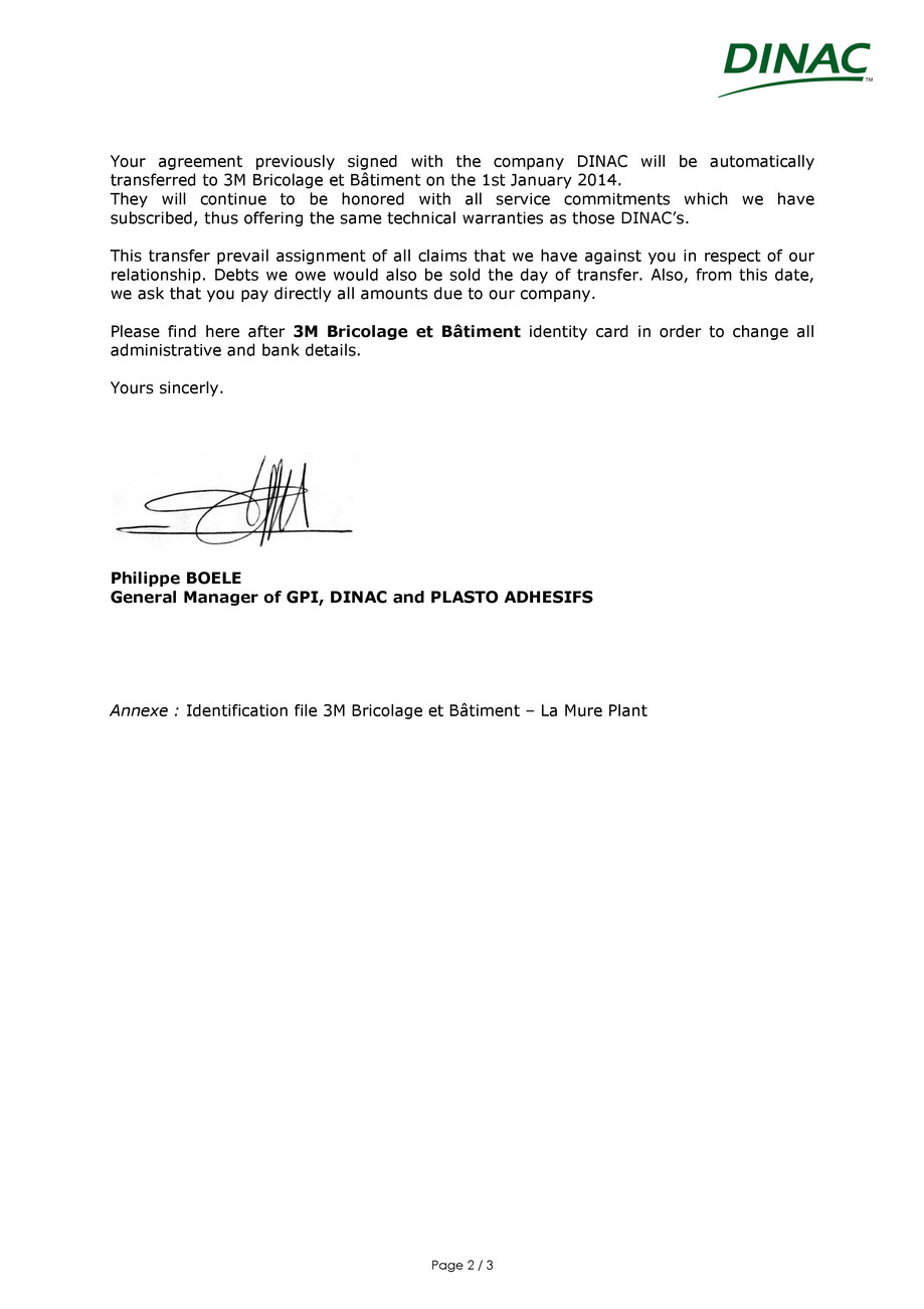 Pagina 2-Information DINAC LaMure Merger announcement 