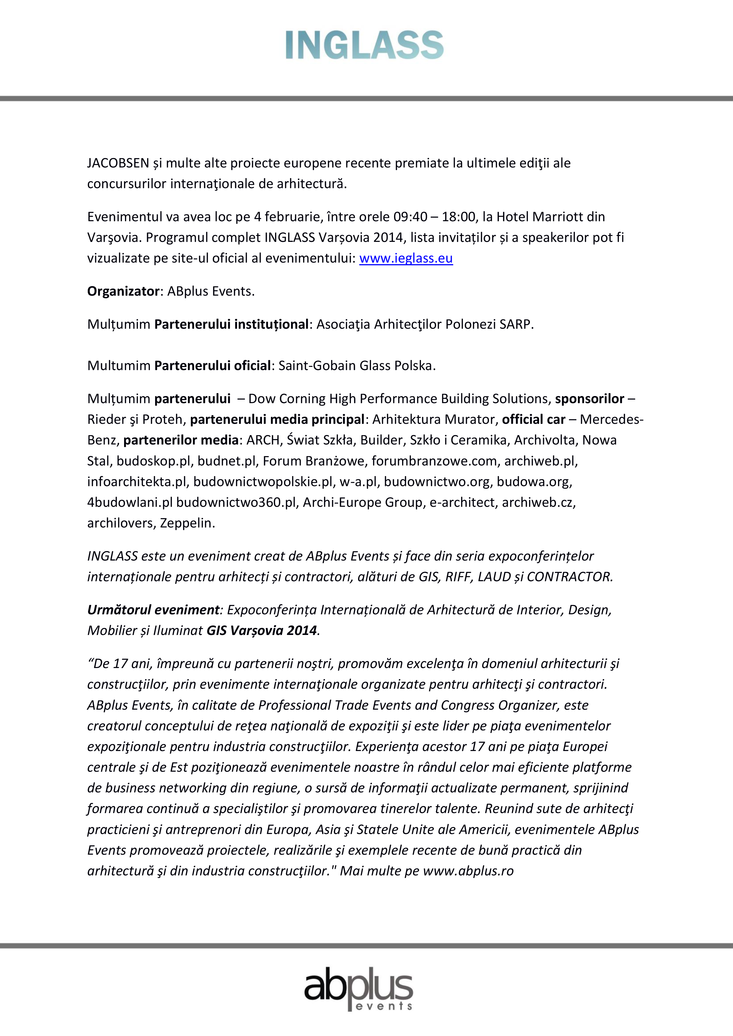 Pagina 2 - Conferinta Internationala de Arhitectura INGLASS Varsovia 2014 